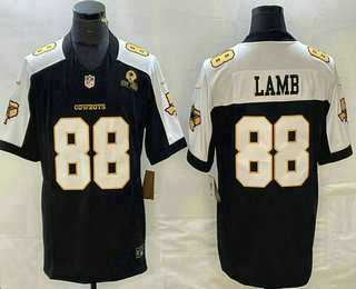 Men%27s Dallas Cowboys #88 CeeDee Lamb Blue Gold Thanksgiving FUSE Vapor Limited Stitched Jersey